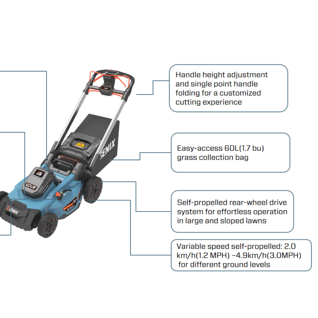 60V Brushless 53cm(21'') Self-Propelled Lawn Mower