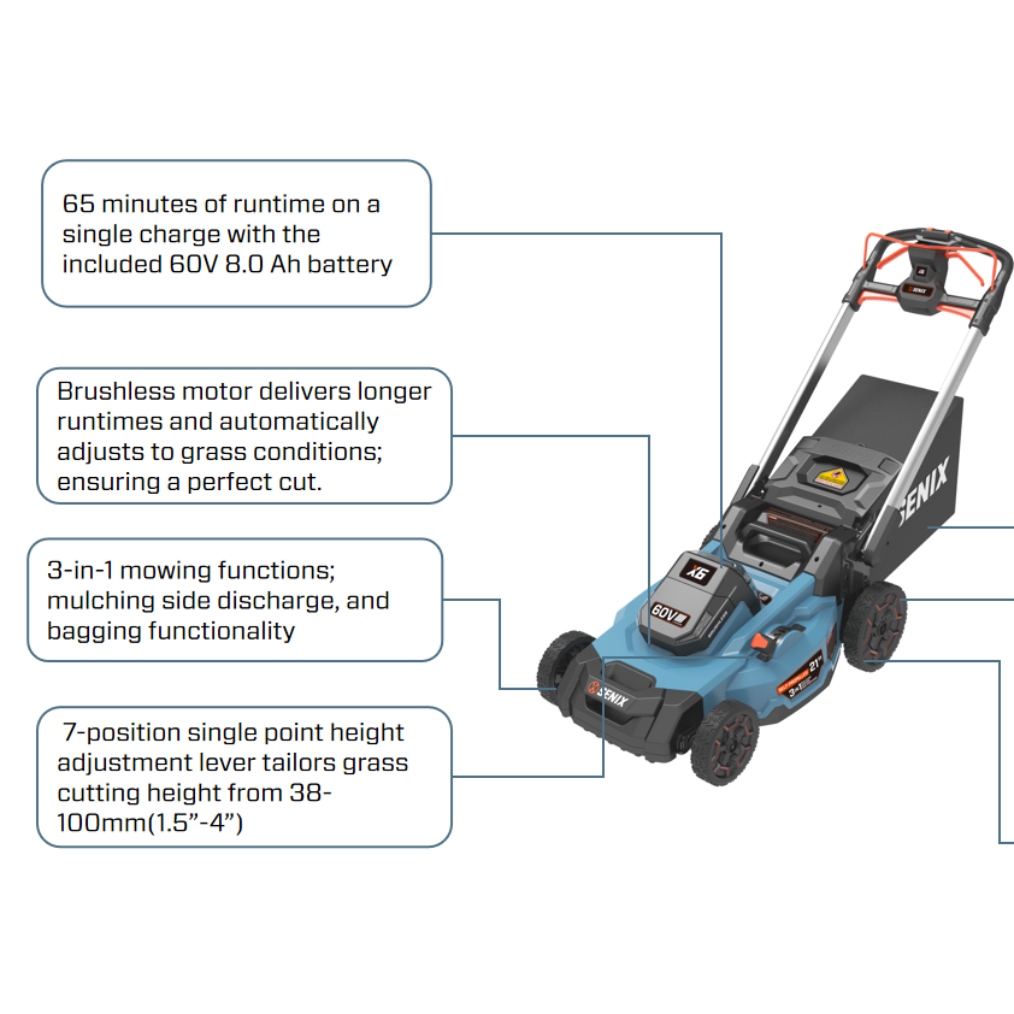 60V Brushless 53cm(21'') Self-Propelled Lawn Mower