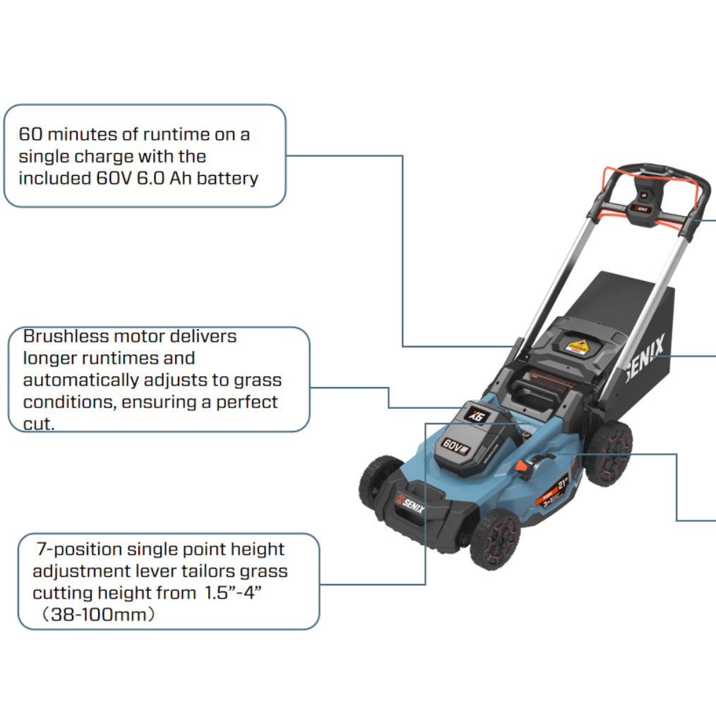 60V Brushless 53cm(21'') Push Lawn Mower