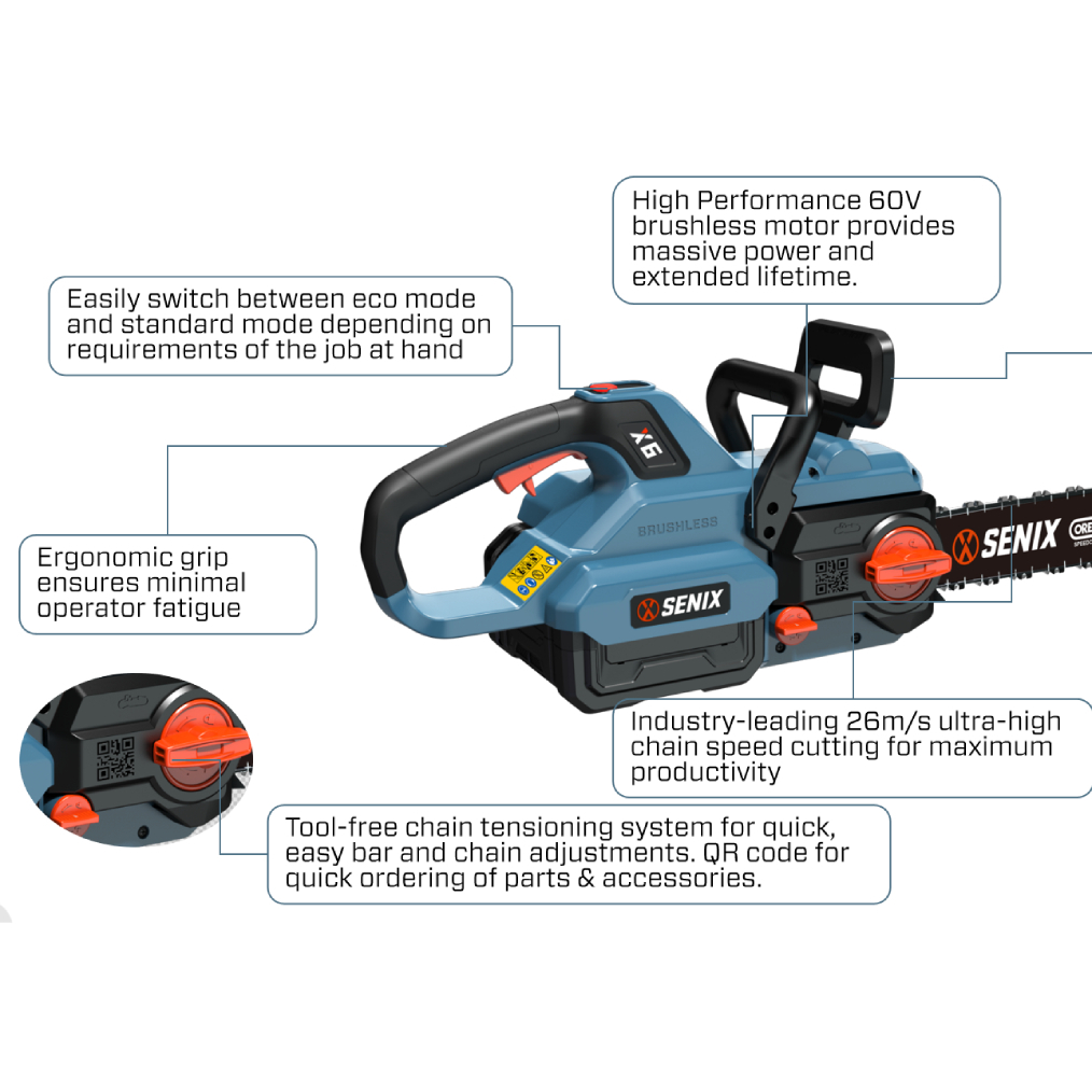 60V Brushless 45cm(18”) Chain Saw