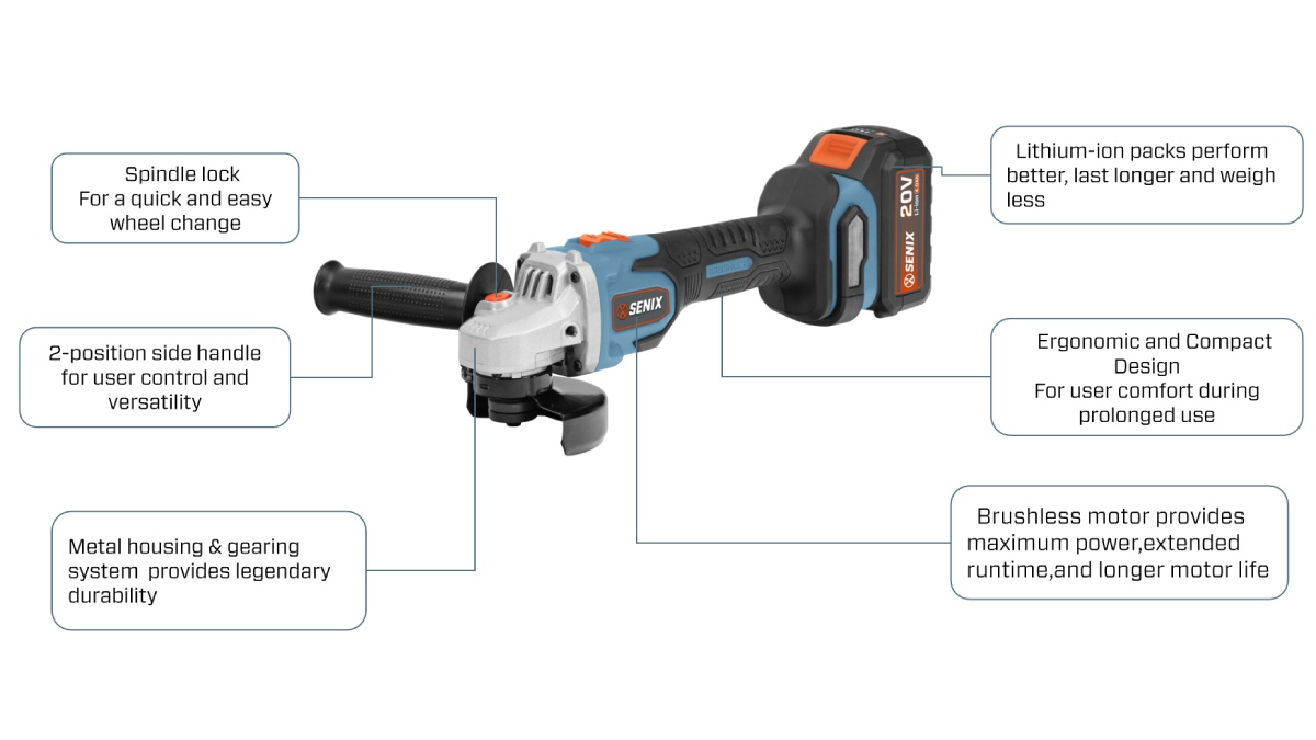 20V Brushless 100mm(3.93'') Angle Grinder