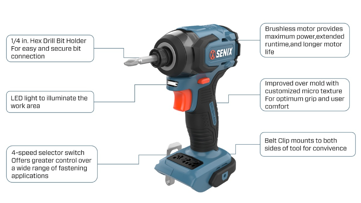 20V Brushless 6.35mm(1/4'') 4-Speed Drill Driver