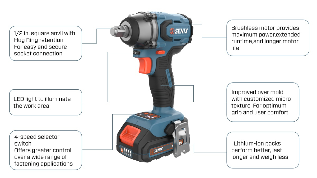20V Brushless 12.7mm(1/2'') Impact Wrench