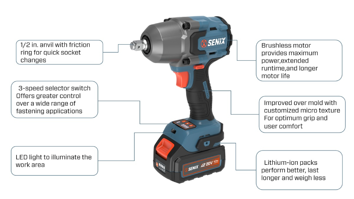 20V Brushless 12.7mm(1/2'') Impact Wrench
