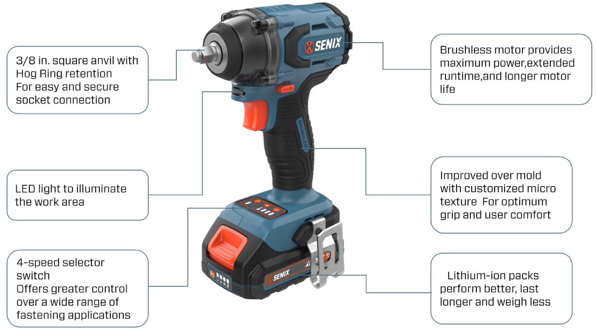 20V Brushless 9.5mm(3/8'') Impact Wrench