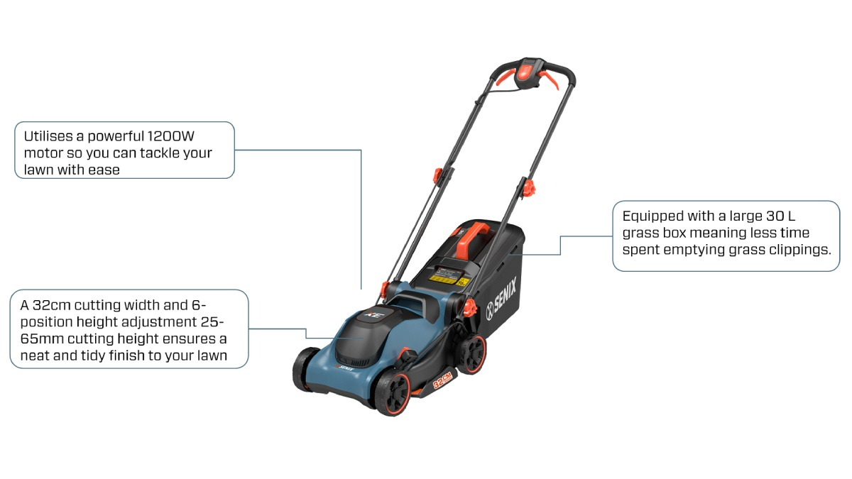 1200W 32cm(12.6'') Corded Electric Lawn Mower