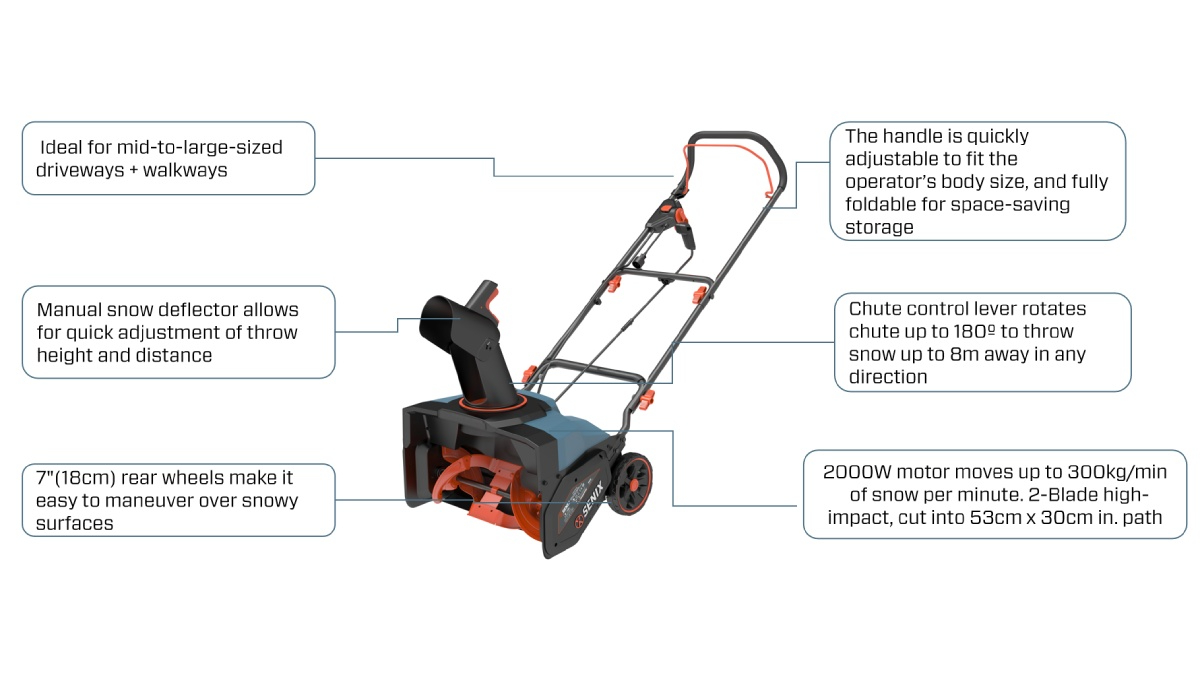 2000W 53cm(21'') Corded Electric Snow Blower