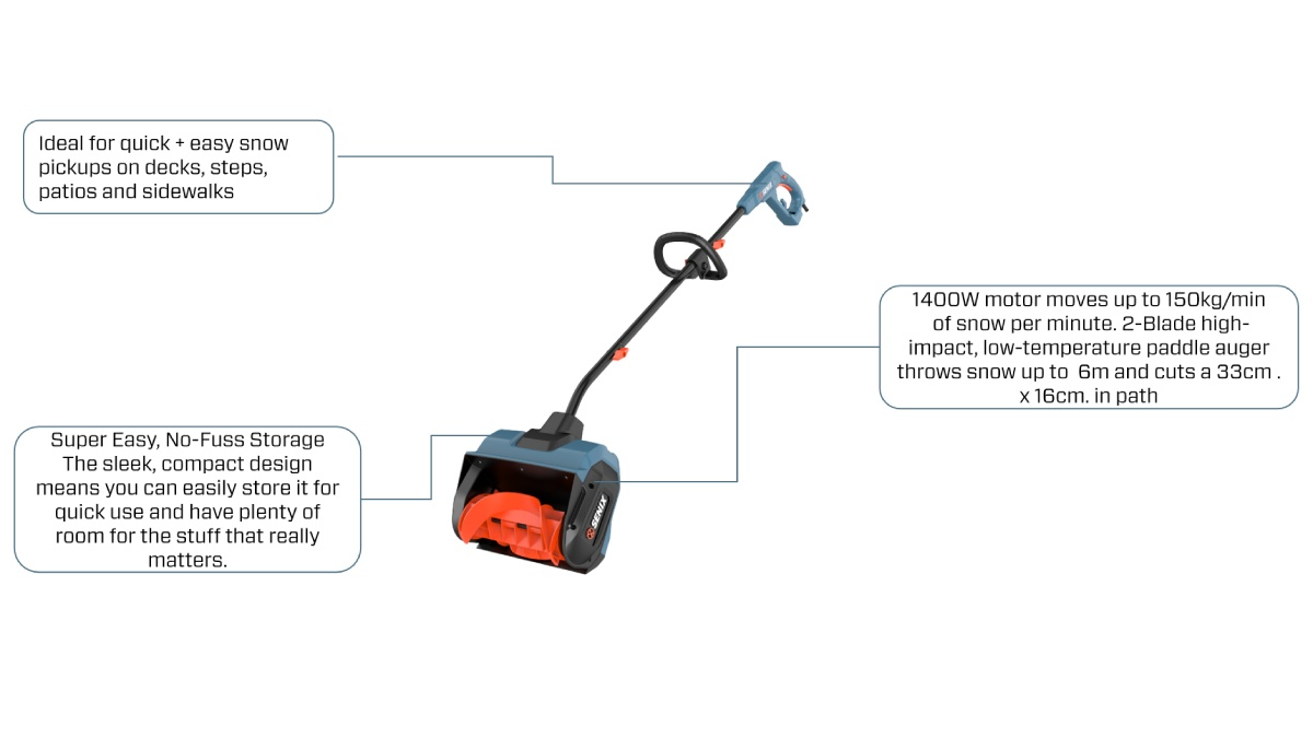 1400W 33cm(13'') Corded Electric Snow Shovel