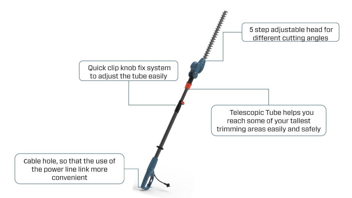 500W 466mm(18-3/8'') Pole Hedge Trimmer