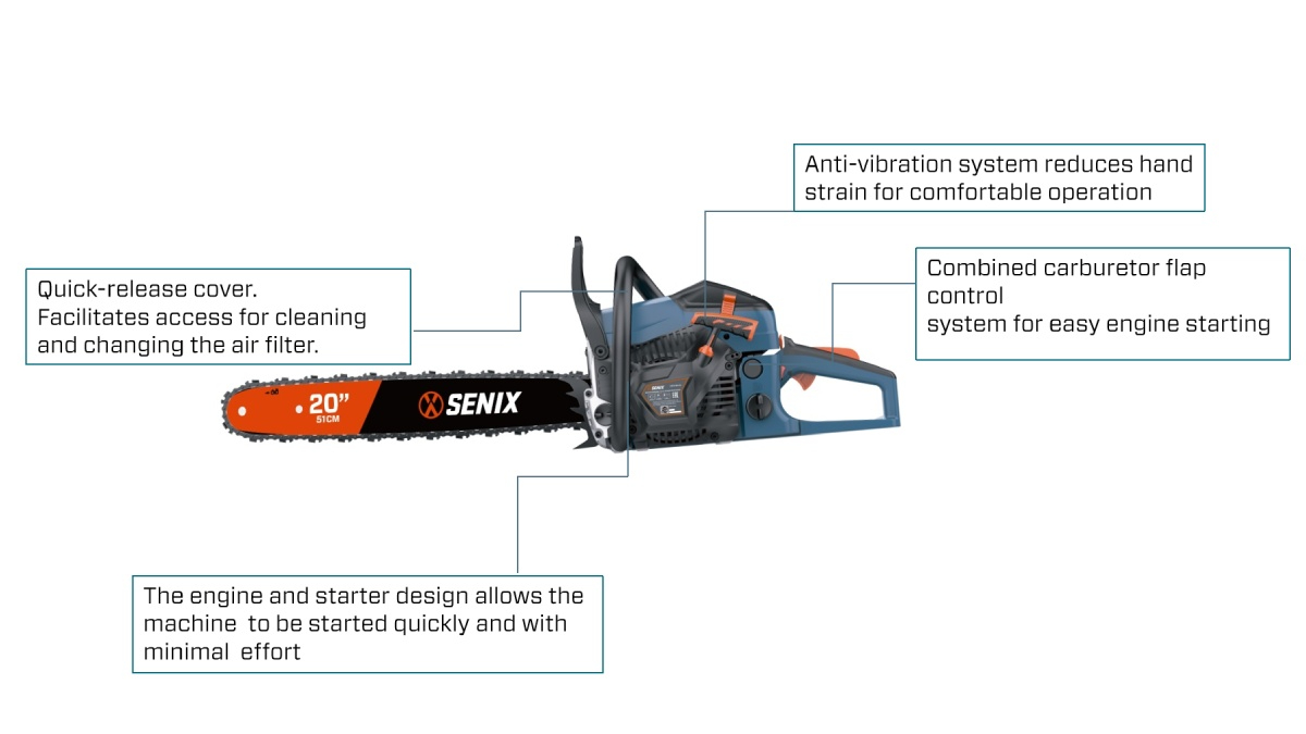 54.5cc 2-Stroke 51cm(20'') Chain Saw