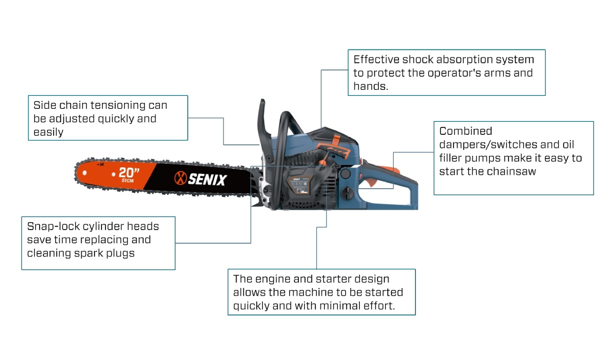 54.5cc 2-Stroke 51cm(20'') Chain Saw