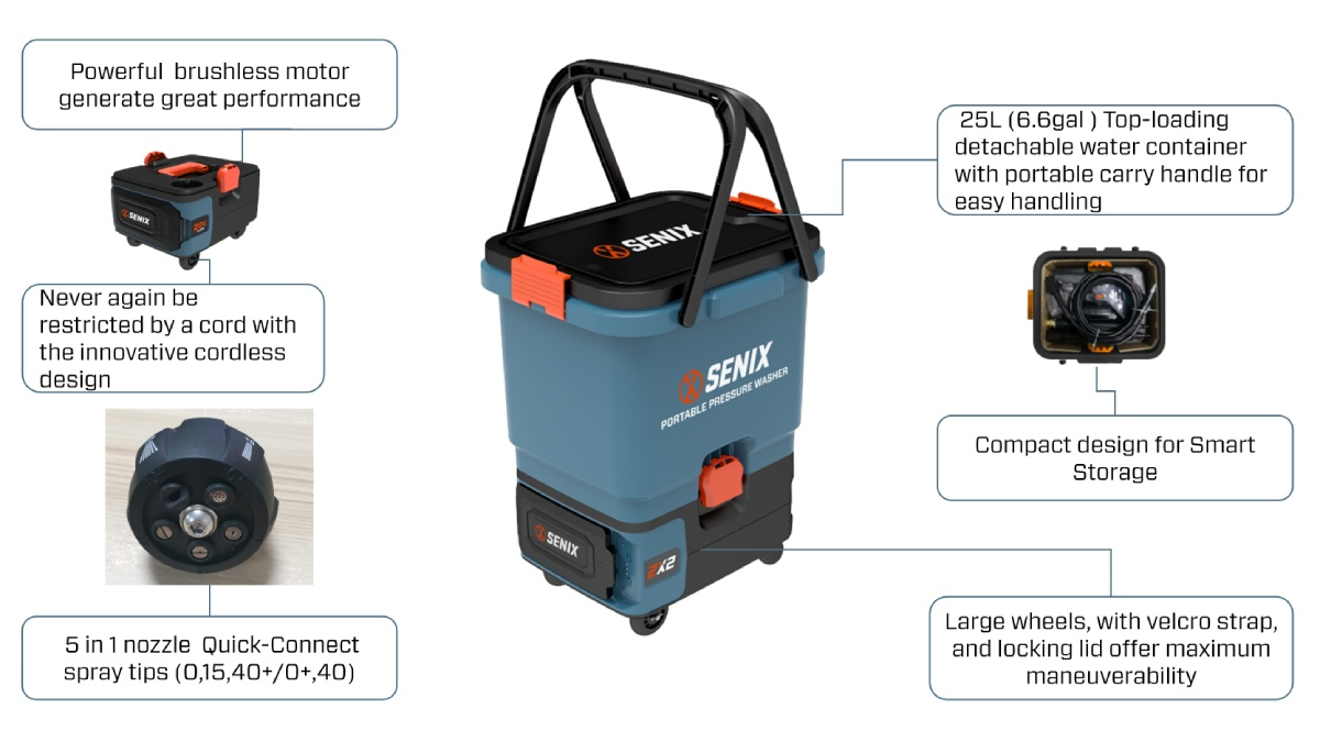 40V Brushless 70Bar 3.8L/min Portable Pressure Washer
