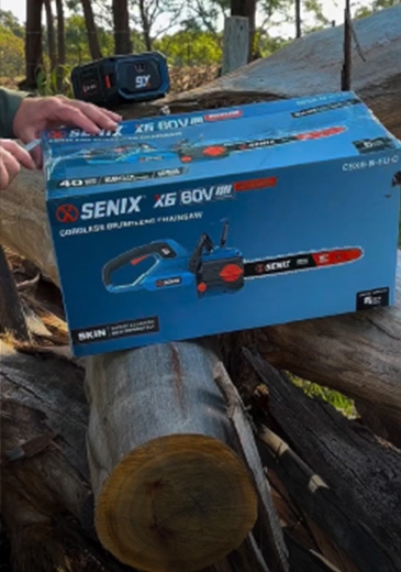 Plenty of power. No petrol. This chainsaw doesn't mess around. X6 60V 40cm (16”) Rear Handle Chainsaw